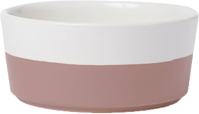 Waggo Dipper Ceramic Dog Bowl for Small and Large Breeds - Heavyweight and Durable Pet Food and Water Dish Crock, Dishwasher Safe, Modern (Mauve, Medium)