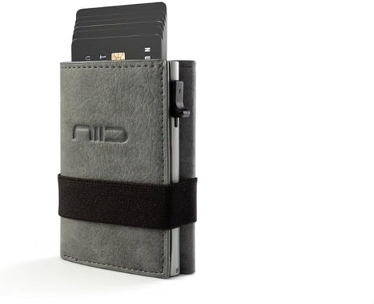 NIID Wallet for Men,Minimalist Front Pocket Wallet for Men - RFID Blocking Leather Bifold with Pop Up Card Holder, 2 ID Windows, Money Clip & Gift Box (Grey)