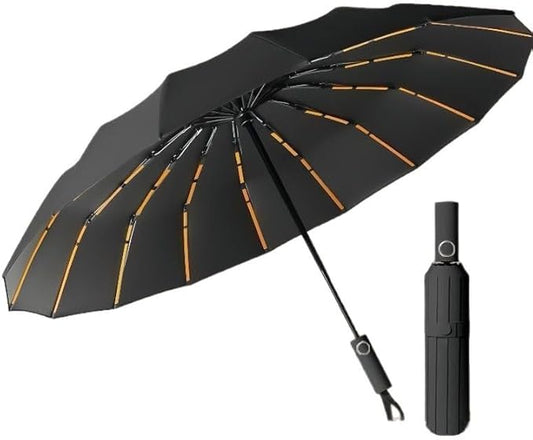 Windproof Travel Umbrella, Fully Automatic Open & Close, Portable Foldable Compact Design, Lightweight Reinforced Frame, UV Sun Protection for Outdoor, Black umbrella