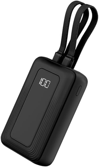 Portable Charger 10000mAh Power Bank with 4-Port Fast Charging, Built-in Type-C & Lightning High-Speed Cables, LED Display for iPhone 16/15/14/13 Pro Max & for Samsung S25/S24.