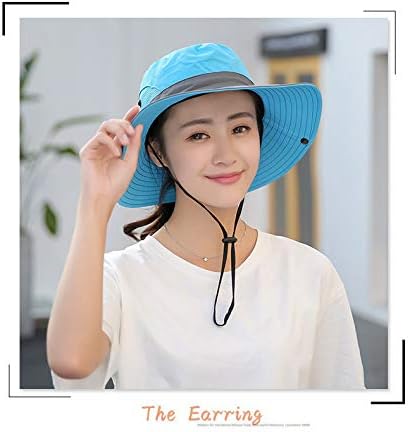Women's Outdoor UV-Protection-Foldable Sun-Hats Mesh Wide-Brim Beach Fishing Hat with Ponytail-Hole