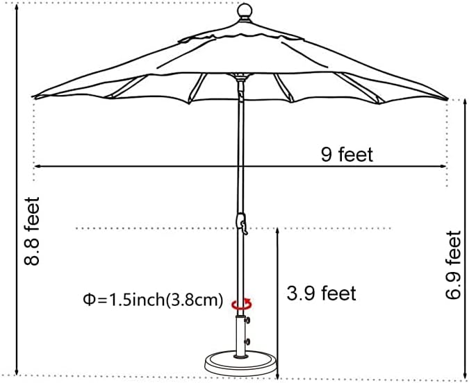 EliteShade USA 10-Year-Non-Fading 9Ft Market Umbrella Patio Umbrella Outdoor Table Umbrella with Ventilation,Royal Blue