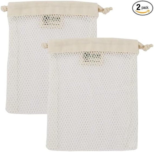 Simple Ecology Organic Cotton Mesh Laundry Bag; Machine Washing Bags for Delicates, Lingerie and Garments, X-Small 2 pack
