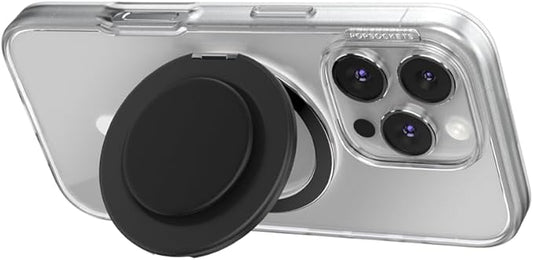PopSockets Kick-Out Grip for MagSafe, Phone Grip with Built-in Phone Stand, Adjustable Kickstand for Portrait or Landscape, Strong Magnetic Hold, Wireless Charging Compatible - Black