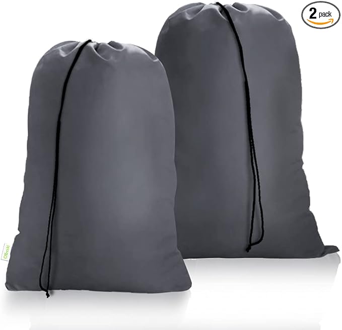 OTraki 2 Pack Grey Laundry Bags 24x32 Inch Heavy Duty Laundry Basket Liners Medium Drawstring Wash bag Dirty Clothes Machine Washable Laundry Travel Storage Bags for College Home Dorm