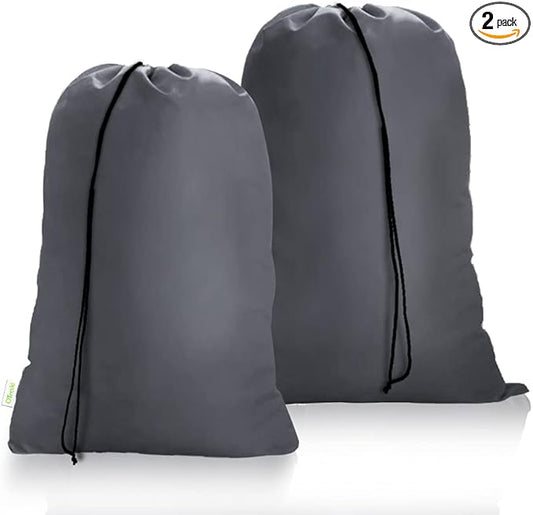 OTraki 2 Pack Grey Laundry Bags 24x32 Inch Heavy Duty Laundry Basket Liners Medium Drawstring Wash bag Dirty Clothes Machine Washable Laundry Travel Storage Bags for College Home Dorm