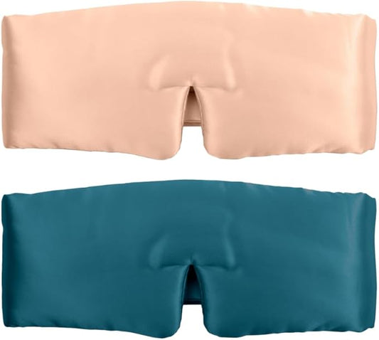 SUNDAYSILKS™ | Adjustable Silk Sleep Mask for Side Sleeper | Cloud-Like Comfort, Weighted for Deep Sleep | Soft Sleep Face Mask for Women & Men, Full Blackout, Cooling Silk Eye Mask for Sleeping (2PK)
