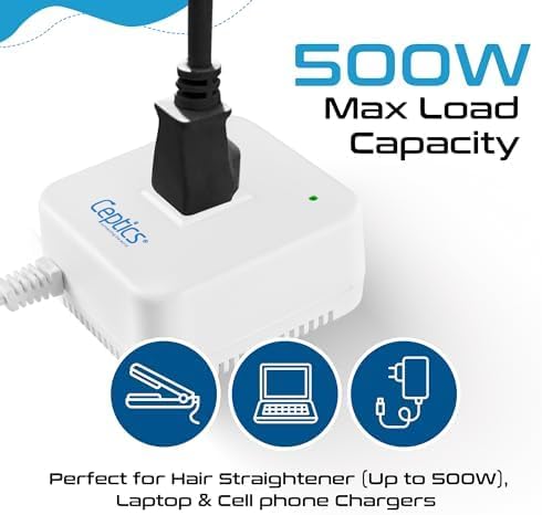 Ceptics 500 Watt Voltage Converter – Step Down 220v to 110v Converter - Converts 220V/240V to 110V/120V – Use with Hair Straighteners, Laptops, and Chargers – CE Certified