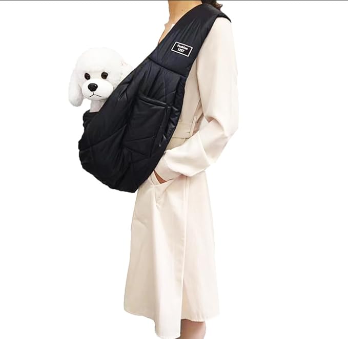 CYBERNOVA Small Pet Dog Cat Sling Carrier for 3-15lbs, with Pocket,Hand-Free Pet Bag Dog Cat Puppy Carry Bag for Travel and Walking Outdoor (Black)