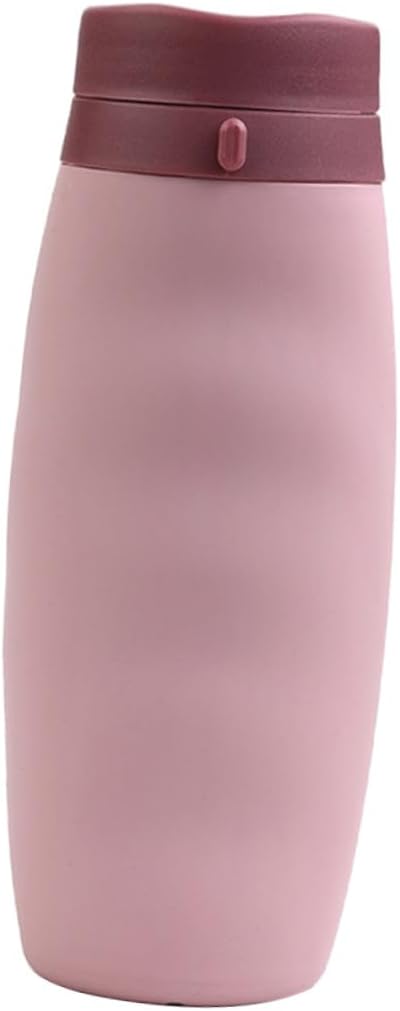 Happyyami Portable Foldable Silicone Water Bottle Collapsible Sports Kettle with Wide Mouth for Outdoor Hiking Camping Cycling Pink