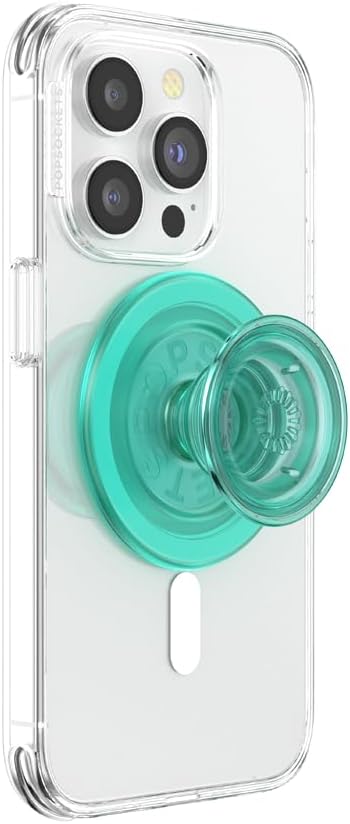PopSockets PopGrip for MagSafe, Magnetic Phone Grip & Stand, Swappable Top, Secure Grip for iPhone MagSafe Cases, Kickstand for Hands-Free Viewing, Wireless Charging Compatible - Translucent Mint