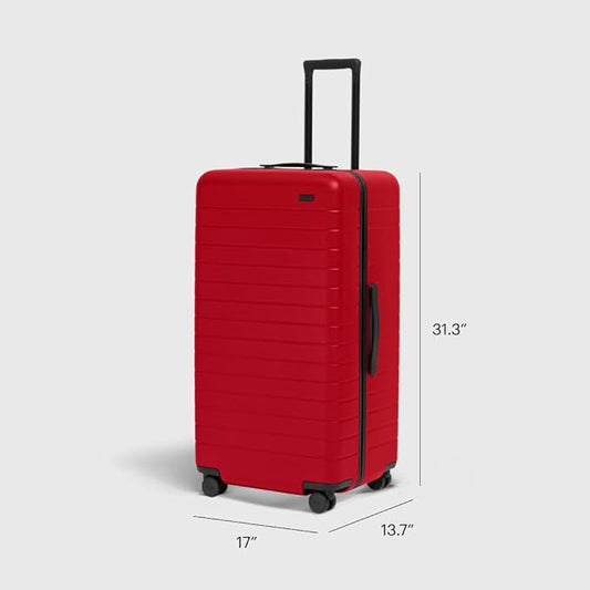 Away Large Trunk Luggage, 31 Inch Hardside Suitcase with Spinner Wheels, Lightweight & Durable, TSA Lock, Ideal for Long Trips, Cherry Red