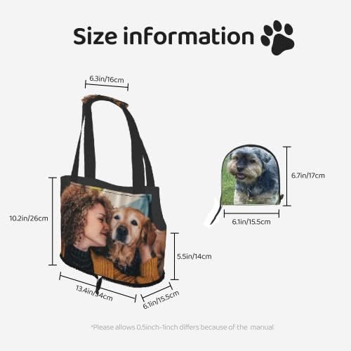 Custom Dog Carrier Personalized Photo Logo Text Name Pet Crossbody Puppy Carrying Bag Purses Cat Pouch for Outdoor Hiking Traveling Subway Shopping (Foldable)