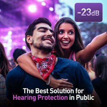 High Fidelity Concert Ear Plugs, Noise Cancelling Silicone Ear Plugs 2 Pairs Great for Concerts Loud Music, Musicians, Motorcycles, Airplanes, Raves, Hearing Protection -23 dB