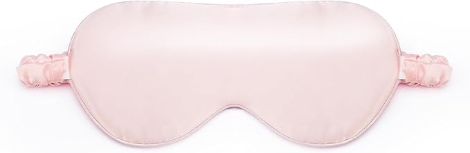 100% Pure 6A Mulberry Pink Silk Sleep Mask for Women and Men, Adjustable Blackout Eye Cover, Breathable Travel Eye Mask for Sleeping, Zero Pressure Comfort