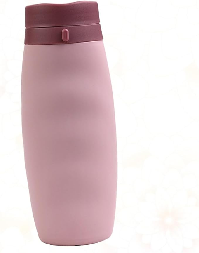 POPETPOP Portable Foldable Water Bottle Lightweight Silicone Sports Kettle for Outdoor Travel Hiking Camping Pink