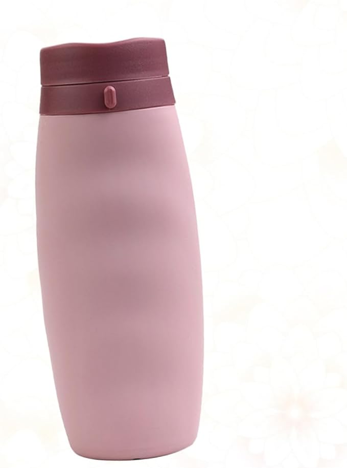 Happyyami Portable Foldable Silicone Water Bottle Collapsible Sports Kettle with Wide Mouth for Outdoor Hiking Camping Cycling Pink