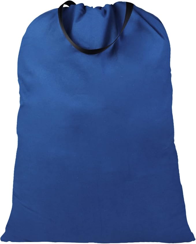 LOLOMLO Extra Large Canvas Laundry Bags with Handles & Drawstring Closure, Heavy Duty Tears Resistant Clothes Storage Travel Bags,25.5"x34",Navy Blue