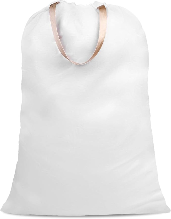 Cotton Canvas Laundry Bag with Handles & Drawstring Straps, Heavy Duty Extra Large Laundry Bags for Laundromat and Household, 25.5x34 Inch, White