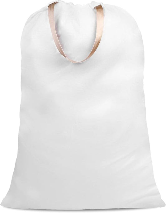 Cotton Canvas Laundry Bag with Handles & Drawstring Straps, Heavy Duty Extra Large Laundry Bags for Laundromat and Household, 25.5x34 Inch, White