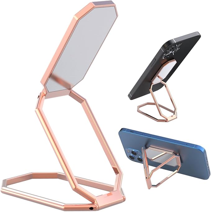 Phone Ring Holder Finger Kickstand Foldable Cell Phone Stand 360°Rotation Metal Ring Grip Holder for Magnetic Car Mount Compatible with iPhone iPad Most Smartphone Silver