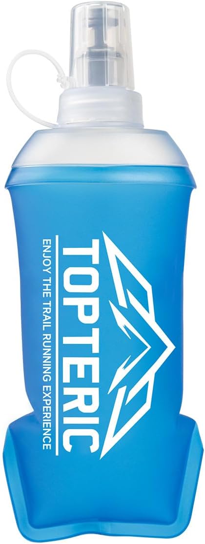 Collapsible Soft Flask Water Bottle, TPU Soft Folding Flexible Water Bottles for Hydration Pack/Running Vest, BPA/PVC Free, Ideal for Running Hiking Cycling Climbing (250ml)