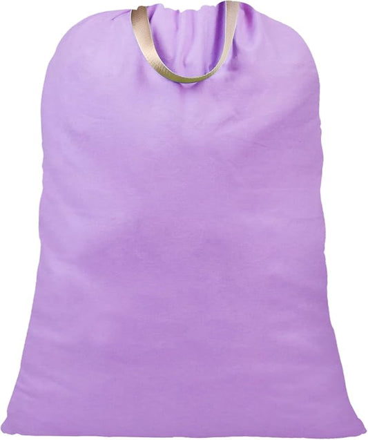 LOLOMLO Extra Large Canvas Laundry Bags with Handles & Drawstring Closure, Heavy Duty Tears Resistant Clothes Storage Travel Bags,25.5"x34",Purple
