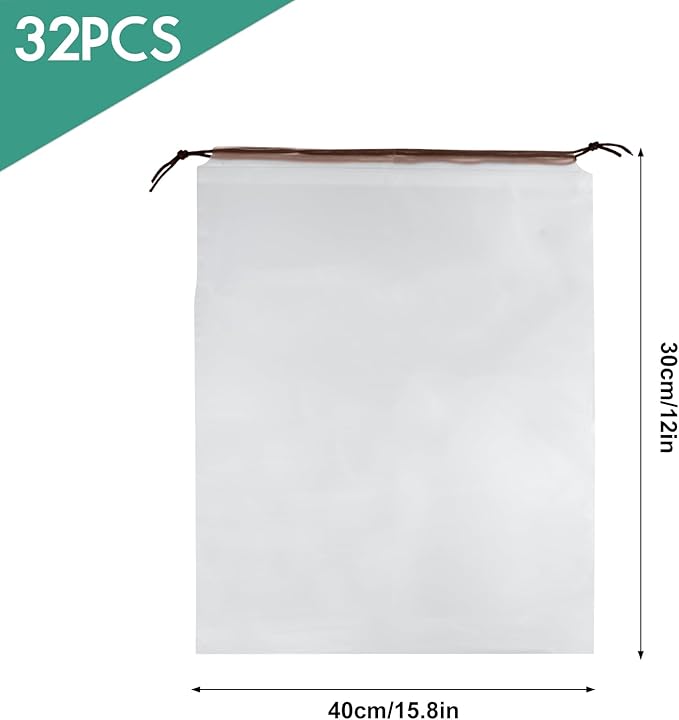 32 Pcs Shoe Bags for Travel, PLULON 15.7" x 11.8" Clear Drawstring Storage Bags Shoes Organizer for Packing Waterproof Dustproof Women Men Portable Travel Essentials