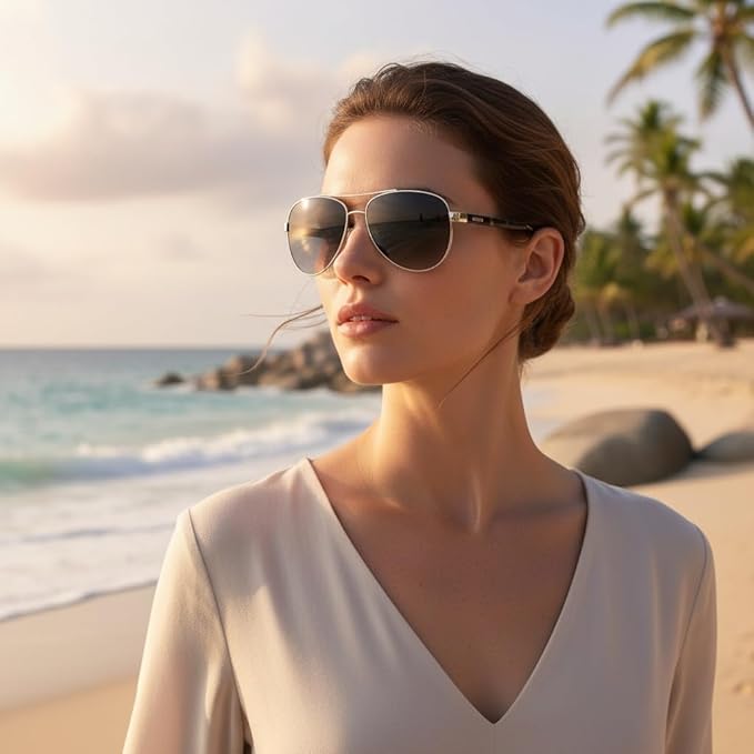 CARFIA Polarized Sunglasses for Women UV Protection Acetate Arms Metal Frame Woman's Shades CA3216
