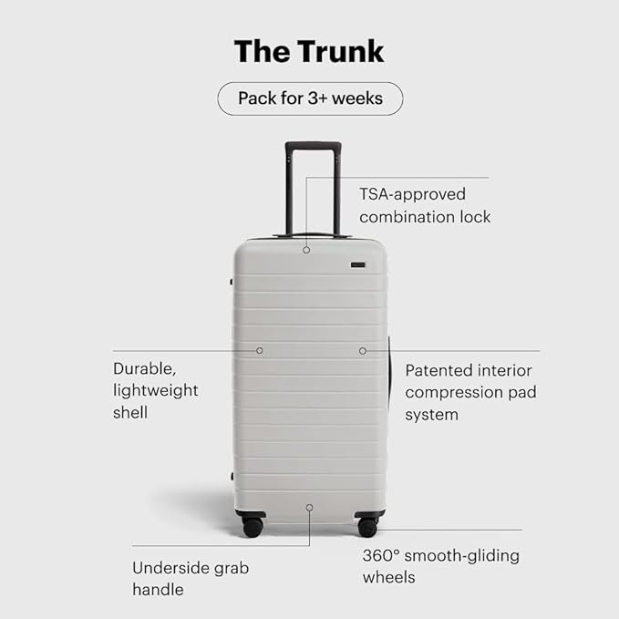 Away Large Trunk Luggage, 31 Inch Hardside Suitcase with Spinner Wheels, Lightweight & Durable, TSA Lock, Ideal for Long Trips, Cloud Gray