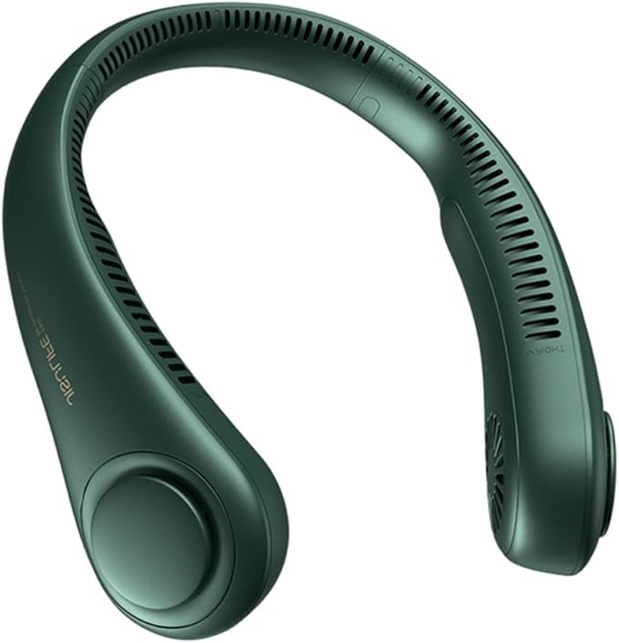 JISULIFE Neck Fan Portable, Personal Wearable Fan with Battery Rechargeable, Bladeless Travel Cooling Design with Powerful Wind, 3 Speeds, Quiet, Gifts for Men/Women/Friends - Green