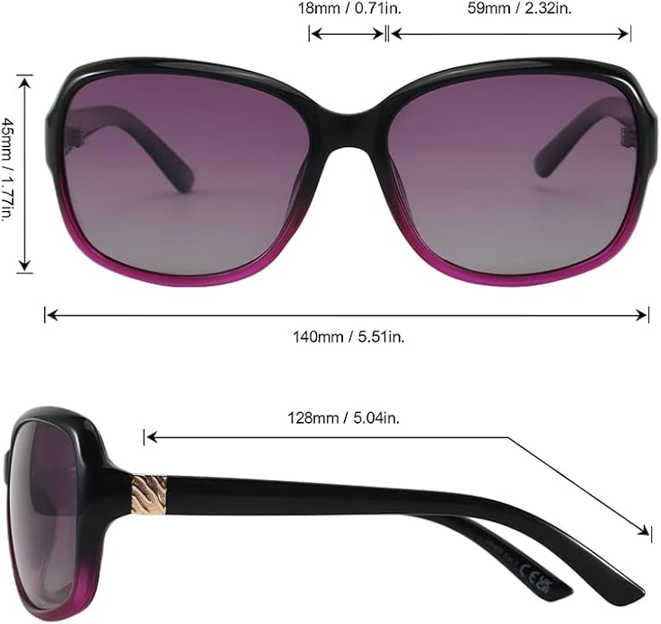 SIPHEW Polarized Sunglasses for Women | Vintage Square Sunglasses w UV400 Protection | Womens Wraparound Shade
