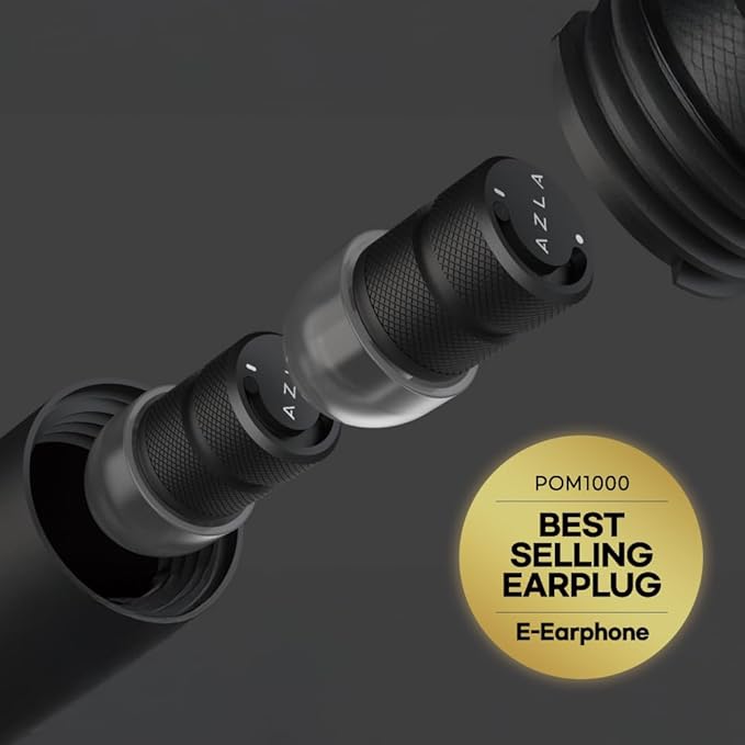 AZLA POM1000 II – High-Performance Ear Plugs for Sleeping, Concerts, Shooting – 35dB Noise Cancellation - Patented Vent Mode (Silver, One Size)