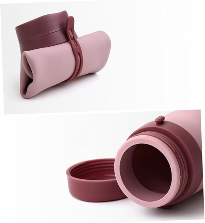 POPETPOP Portable Foldable Water Bottle Lightweight Silicone Sports Kettle for Outdoor Travel Hiking Camping Pink