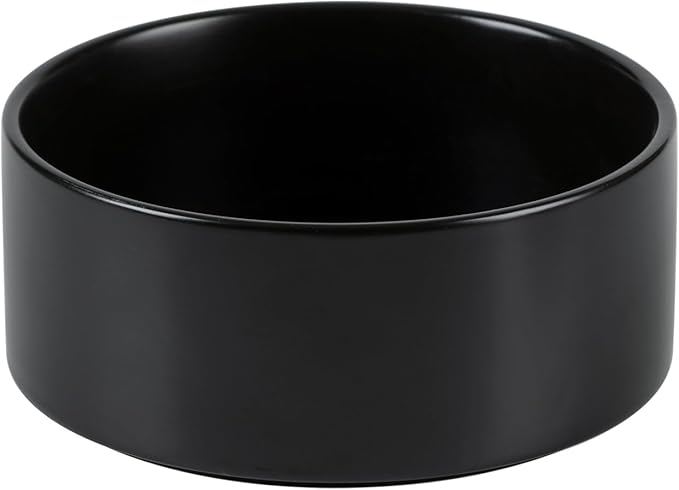 Ceramic 6.1inch Non-Slip Dog Food and Water Bowl for Small & Medium Breed Dogs,Pet Bowl for Replacement, Protects Cervical Spine (Black)