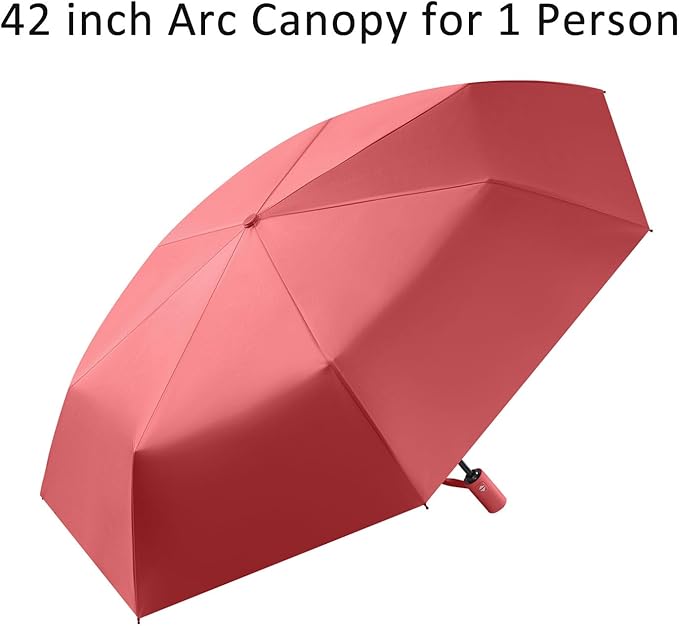BAODINI Small UV Protection Travel Umbrella Compact for Rain and Sun UPF 50+ Windproof Portable 42 inch Umbrella for Women and Men