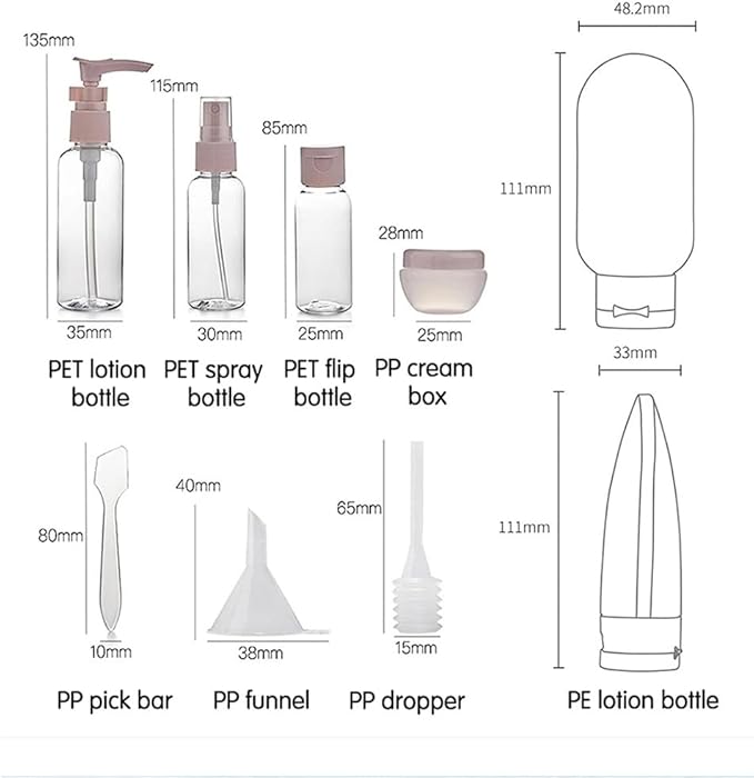 12 Pack Travel Bottles Set for Toiletries TSA Approved Travel Size Containers for Toiletries with Labels BPA Free Leakproof Squeezable Refillable Airplane Travel Accessories for Shampoo Conditioner