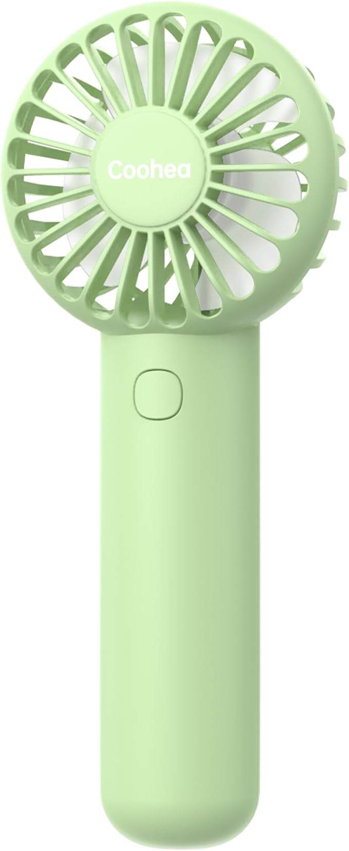 Coohea Mini Handheld Fan, Small Cute Design, 3 Powerful Speeds, USB Rechargeable Battery Operated, Portable Personal Fan with Base & Lanyard, for Eyelash Makeup Travel Beach Office Desk, Green