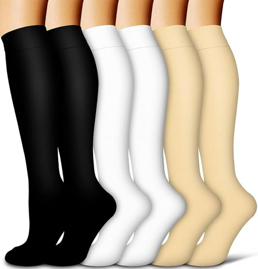 Copper Compression Socks for Women and Men(6 Pairs)-Best Support for Running, Athletic, Nursing, Travel