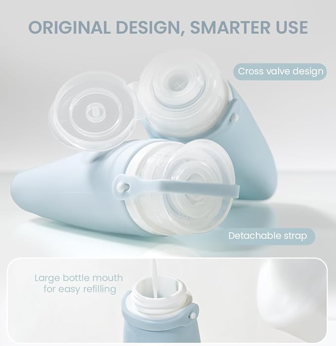 Travel Bottles for Toiletries, TSA Approved 3oz Container, High-Effeiciency Leak-Proof Ultrasonic Technology, Silicone Refillable Squeezable Travel Accessories for Shampoo Conditioner Lotion (4 Pcs)