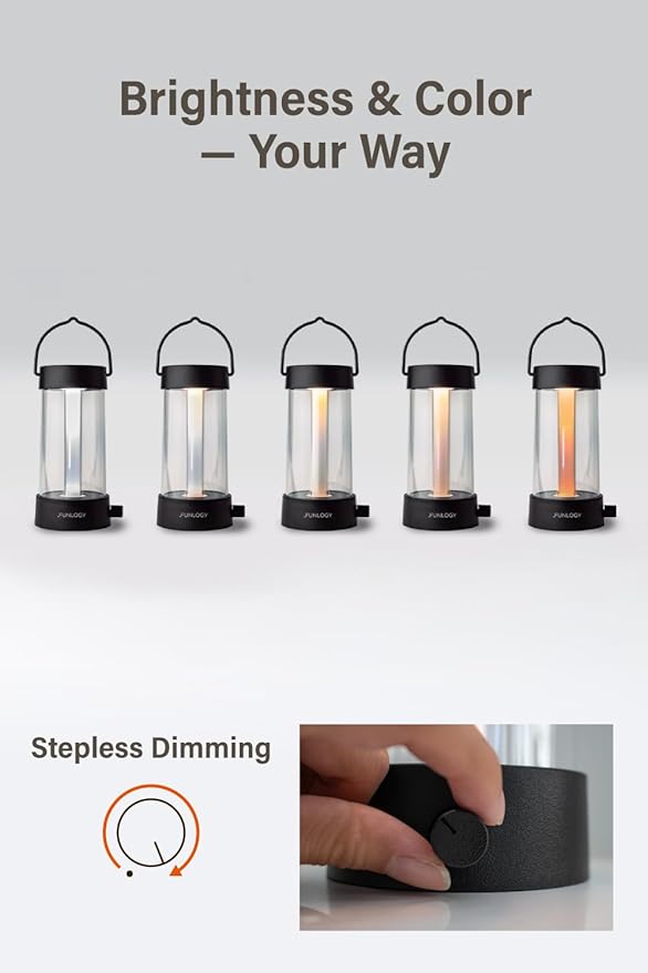 Lantern - Rechargeable LED Camping Lantern, Vintage 360° Dimmable Light , 4000mAh Power Bank, High CRI 95, IPX4 Water-Resistant, Portable for Home, Emergency, Outdoor, Black