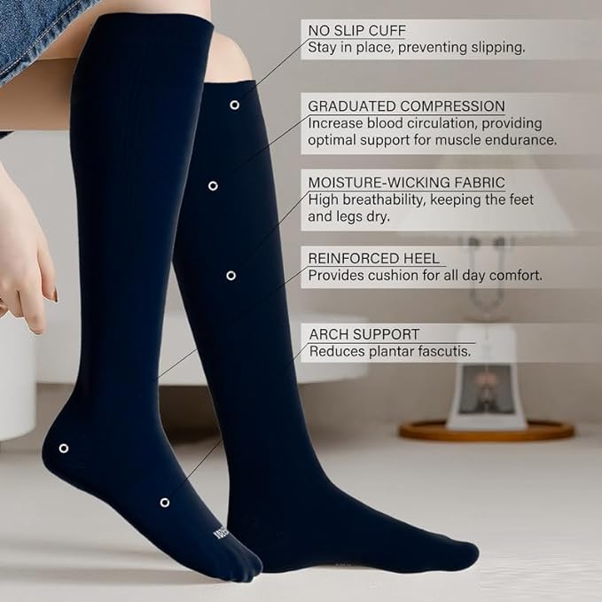 LEVSOX Viscose Made from Bamboo Compression Socks for Pregnant Women 20-30 mmHg Knee High Cute Mens Supports Socks for Travel