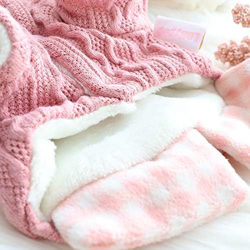 Dog Princess Sweater for Small Dogs Thick Shirt Plaid Clothes Costume Pet Girl Cute Coat Outfits Fall Costumes Winter Dog Sweaters (S,Pink)