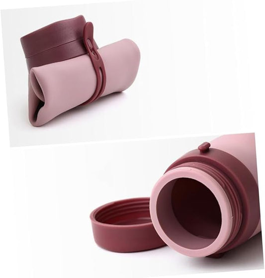 SUPVOX Portable Collapsible Silicone Water Bottle Foldable Sports Kettle for Outdoor Activities Travel Hiking Camping Cycling Pink