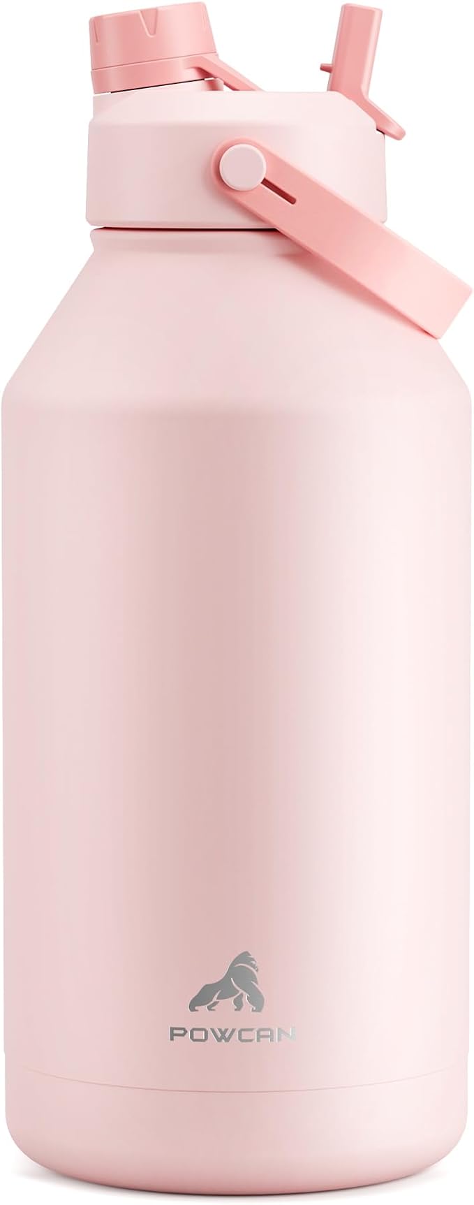 POWCAN 64 oz Insulated Water Bottle with 2-in-1 Straw and Spout Lid, Keep Cold 24H, Leak-Proof, BPA-Free, Double Wall Stainless Steel Water Bottle for Sports, Gym, Travel, and School (Cotton Candy)