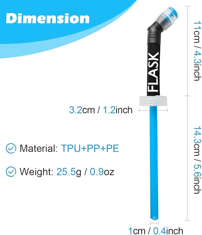 WILDREEDS Replacement Straw for Soft Flask Running Water Bottles for Hiking Cycling (Black)