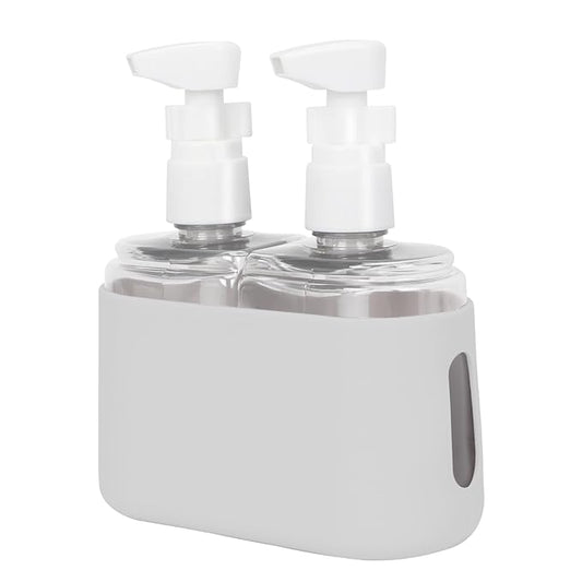 Songaa Travel Bottles Leak Proof, 2 in 1 Travel Containers for Toiletries, Refillable Plastic Bottles with Lid, Travel Accessories Shampoo Conditioner Bottles Grey