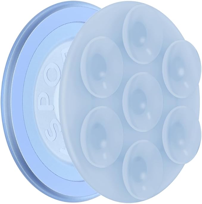 PopSockets Suck-Up™ Suction Grip & Stand, 3-in-1 MagSafe Phone Mount for iPhone, Strong Hold on Mirrors & Glass, Swappable Top, Portable & Reusable - Frost