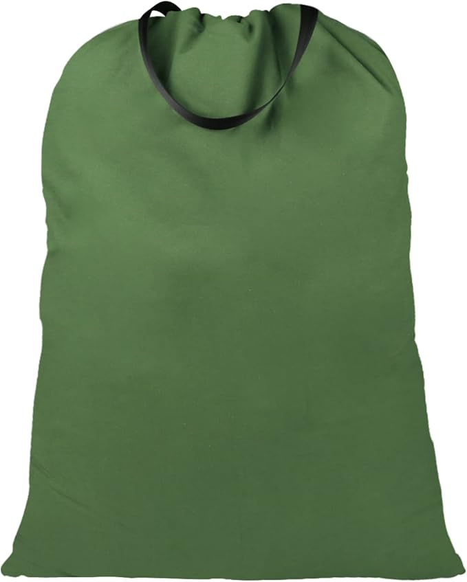 LOLOMLO Extra Large Canvas Laundry Bags with Handles & Drawstring Closure, Heavy Duty Tears Resistant Clothes Storage Travel Bags,25.5"x34",Army Green
