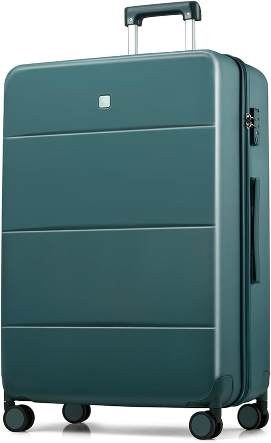 Hanke 28 Inch Luggage Large Suitcase with Spinner Wheels Tsa Luggage Suitcases Hard Case Luggage for Women Men Rolling Checked Suitcase (Blackish Green)